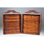 A Pair of Travelling Collector's Boxes, each containing twelve numbered silk-lined drawers, each