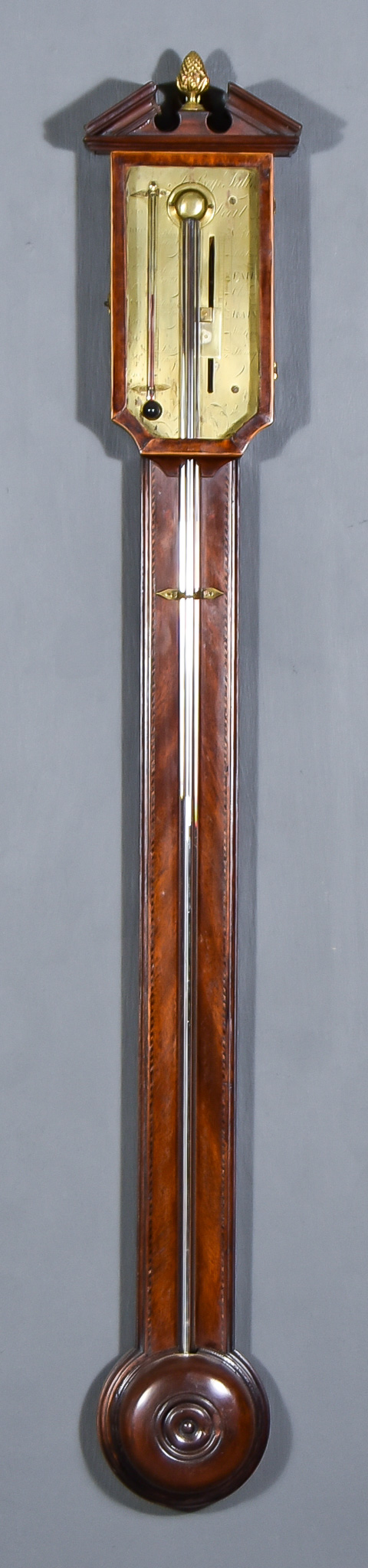 A 19th Century Mahogany Stick Barometer and Thermometer and One Other Stick Barometer, the barometer - Image 2 of 2