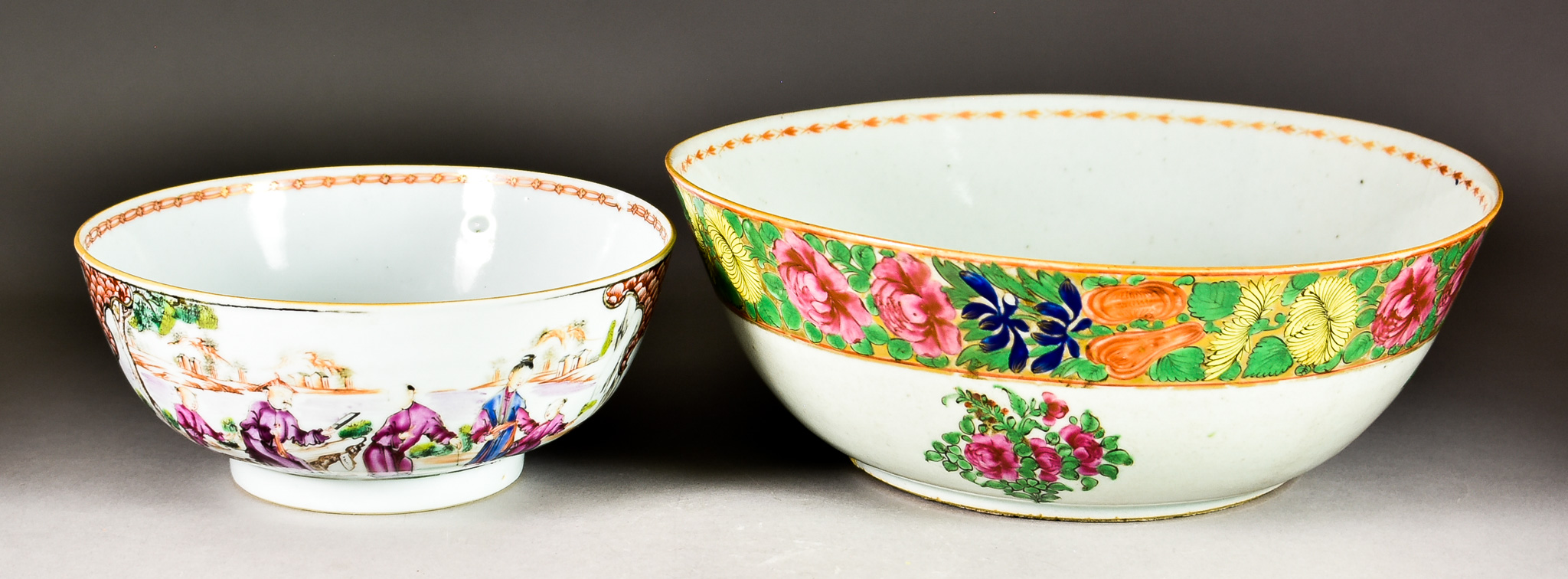 A Chinese Cantonese Porcelain Bowl, 18th/19th Century, enamelled in colours with figures within