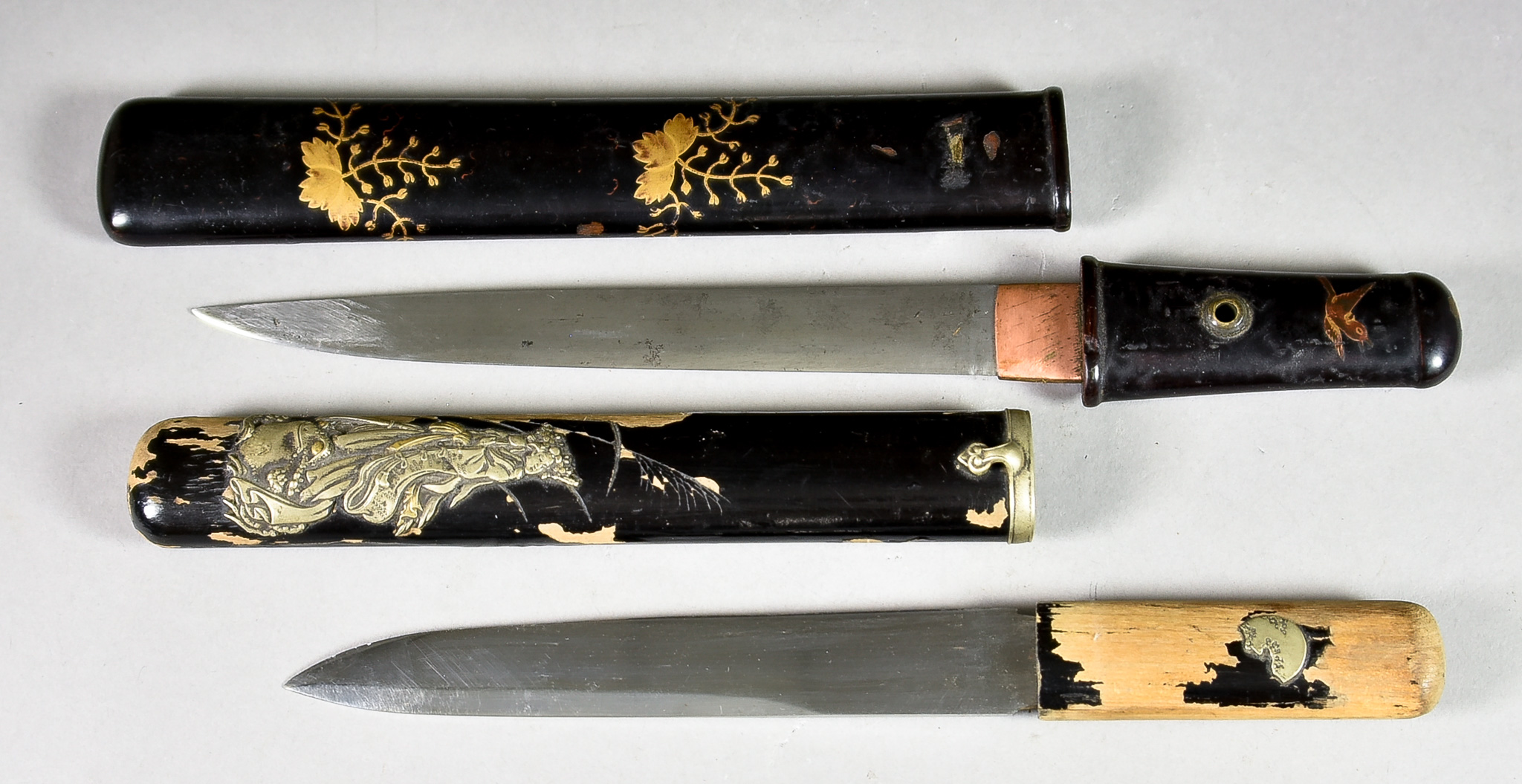 Two Japanese Aikuchi, one signed on scabbard 'Masatsune' (with Kakihan ), Owari Province circa 1620,