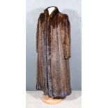 A Lady's Brown Mink Full-Length Fur Coat, with herringbone finish, size 10