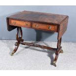 A 19th Century Mahogany Sofa Table, inlaid with brass stringings with triple reeded edge to top,