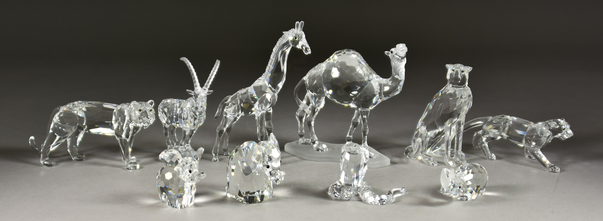 Ten Swarovski Crystal Models from "African Wildlife" - "Ibex", "Tiger", "Giraffe", "Cheetah", "