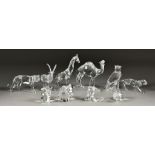 Ten Swarovski Crystal Models from "African Wildlife" - "Ibex", "Tiger", "Giraffe", "Cheetah", "