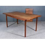 A 1960s Teak Extending Dining Table and A Set of Six Danish Ebonised Stick Back Kitchen Chairs,