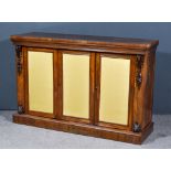 A Victorian Rosewood Dwarf Cabinet with square edge to top, fitted two shelves enclosed by three