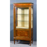 An Early 20th Century French Mahogany Parquetry and Brass Mounted Vitrine of Louis XVI Design inlaid