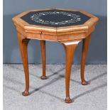 A Victorian Walnut and Pietra Dura Octagonal Low Occasional Table, the top inset with pietra dura