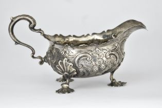 A George II Silver Oval Sauce Boat marks poorly struck and rubbed but possibly by T T, London