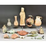 A Collection of Antiquities and Interesting Objects, including - a Roman glass flask, circa 1st/