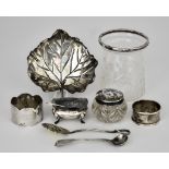 A Victorian Silver Leaf Pattern Dish and Mixed Silverware, the dish by Hukin and Heath, London 1888,