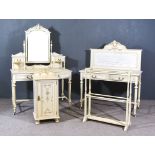 An Early 20th Century White Painted Dressing Table of Neo-Classical Design, fitted mirror, two