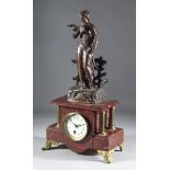 A Late 19th/Early 20th Century Red Flecked Marble Gilt Metal Mounted and Bronzed Spelter Mantel