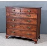 A George III Mahogany Chest, with triple reeded edge to top, fitted two short and four long
