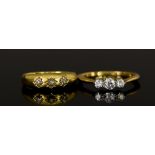 Two 18ct Gold Diamond Set Rings, 20th Century, comprising - one three stone diamond ring set with