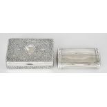 An Indian Silvery Metal Rectangular Box and a Continental Silvery Metal Snuff Box, the Indian box