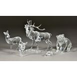 Five Swarovski Crystal Models from "Rare Encounters" - "Fawn", "Doe", "Grizzly Bear", "Stag", and "