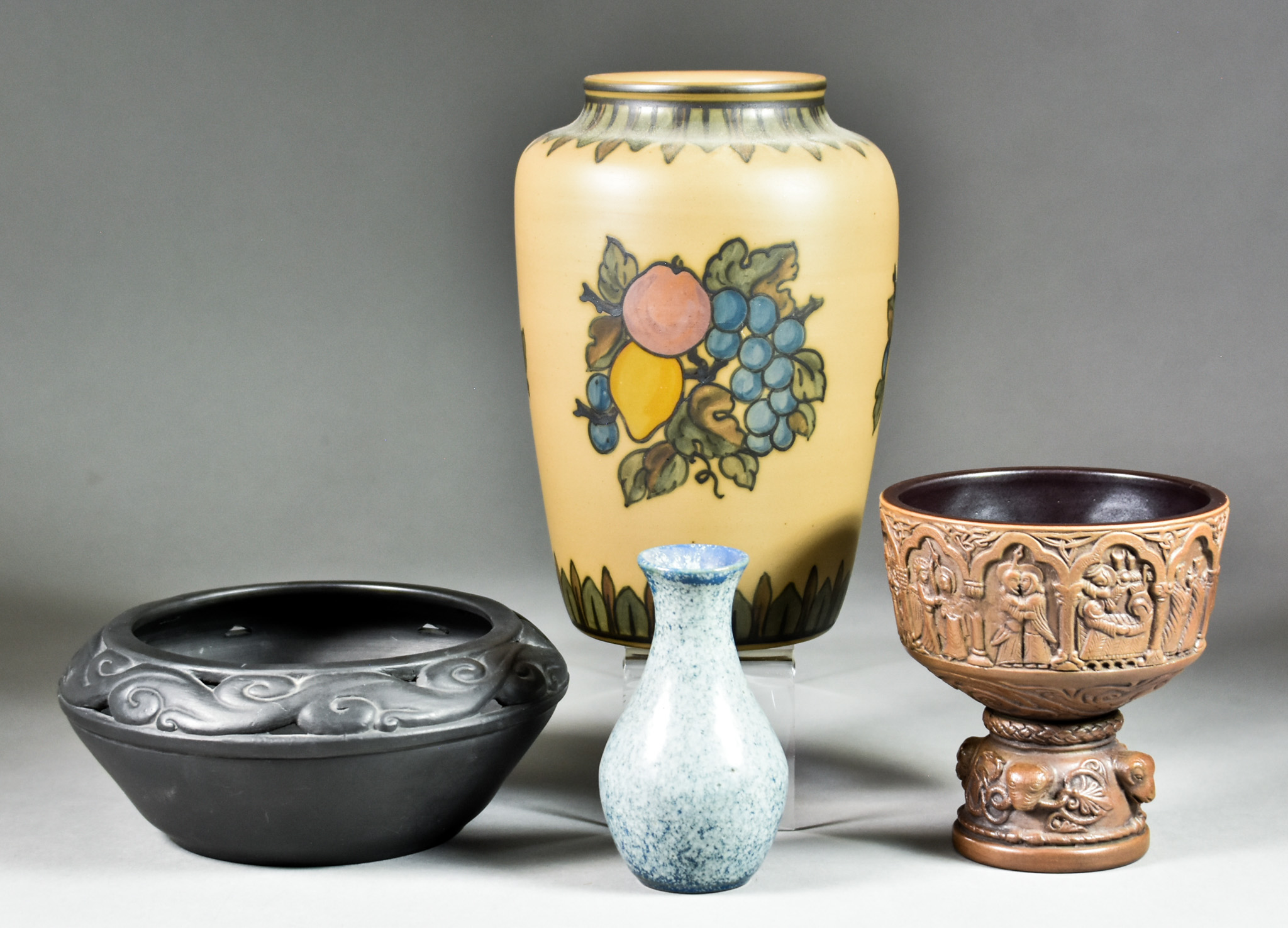 A Selection of Danish Pottery, mostly by L Hjorth, 20th Century, comprising - a stoneware chalice