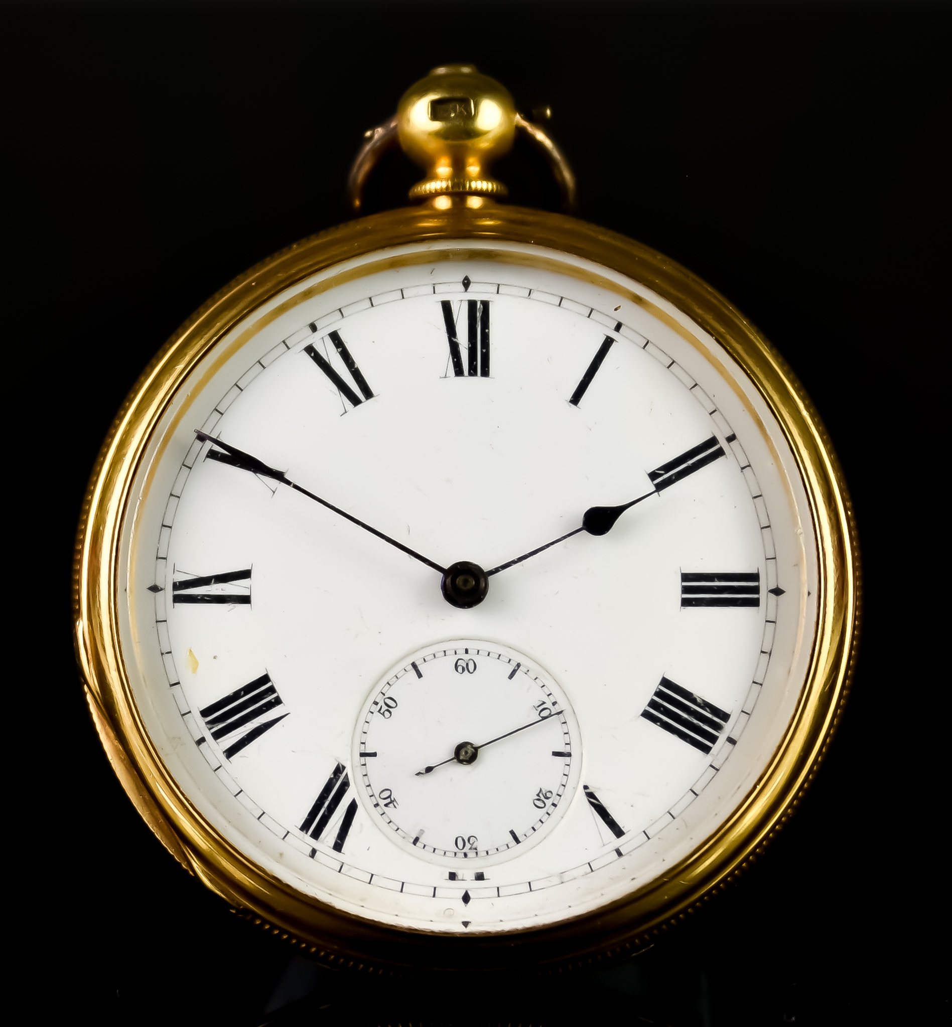 An 18ct Gold Open Faced Key Winding Pocket Watch, signed to the interior "Examined by George