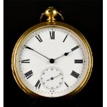 An 18ct Gold Open Faced Key Winding Pocket Watch, signed to the interior "Examined by George
