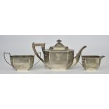 A George V Silver Octagonal Three Piece Tea Service, by Thomas Bradbury & Sons Sheffield 1925,