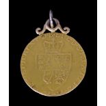 A George III Spade Guinea, 1794, mounted as pendant, gross weight 9.1g, fine