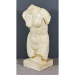 A Plaster Cast After the Antique, of the torso of a Greek female goddess, on square base, 43ins