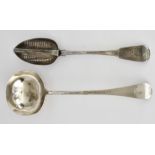 A George III Silver Old English Pattern Soup Ladle and a William IV Silver Fiddle Pattern Gravy