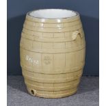 A Stoneware "Bread" Two-Handled Barrel, moulded in relief and decorated in white "Bread" to front