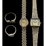 A 9ct Gold Lady's Manual Wind Wristwatch, by Roamer, on conforming 9ct gold bracelet, another by