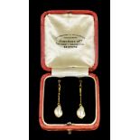 A Pair of Baroque Pearl Drop Earrings, 20th Century, for pierced ears, gross weight 1.5g, in