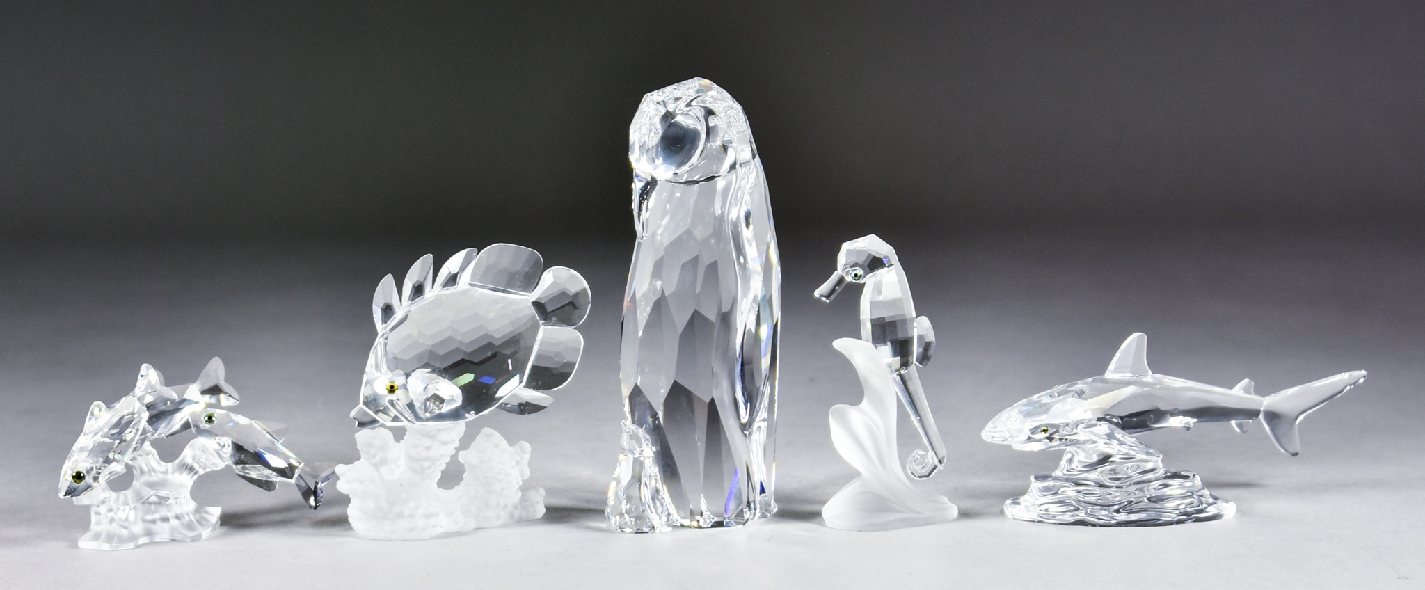 Twenty-Seven Swarovski Crystal Models of Fish, Swans and Ducks, including "Penguin", all boxed