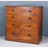 A Victorian Mahogany Chest with moulded edge to top, fitted two short and three long graduated