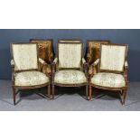 A Set of Six Late 19th Century French Beechwood Framed Fauteuils of Louis XVI Design, the square