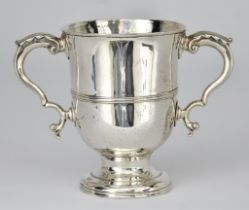 A George III Silver Two-Handled Cup, maker's mark partially struck, London 1766, with moulded rim