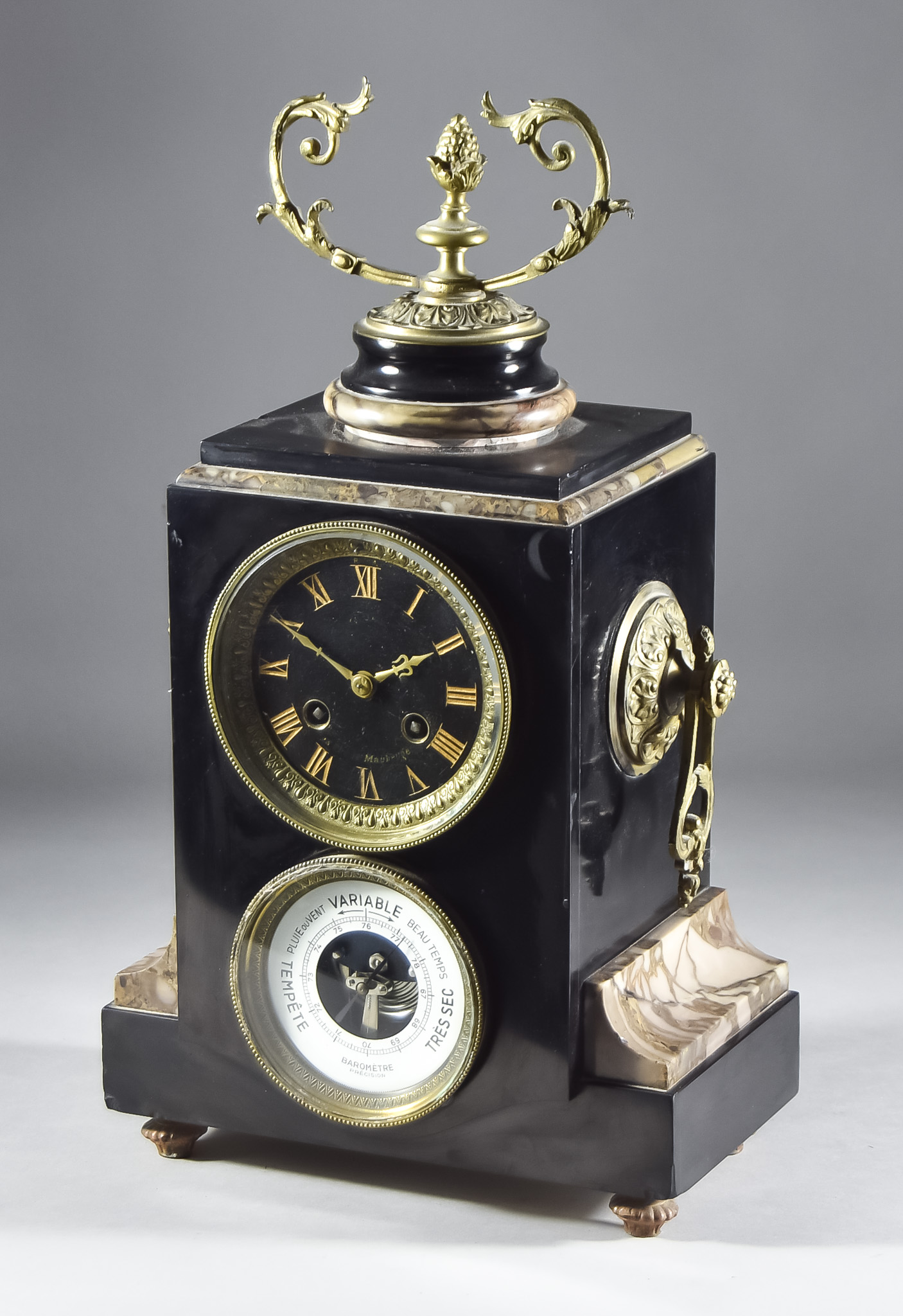 A Late 19th/Early 20th Century French Black Marble Cased and Gilt Metal Mounted Mantel Clock and