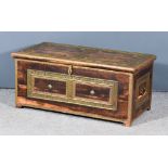 A 19th Century African Hardwood and Gilt Metal Mounted Chest, the studded top inlaid with gilt