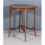 An Edwardian Mahogany Two Tier Occasional Table, with moulded edge and cross-banding to top,