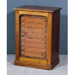 A Mahogany and Stained Wood Collector's Cabinet with moulded edge to top, fitted ten glass topped