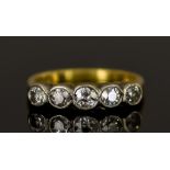 An 18ct Gold Five Stone Diamond Ring, 20th Century, set with five brilliant cut white diamonds,