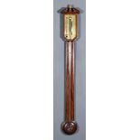 A 19th Century Mahogany Stick Barometer and Thermometer and One Other Stick Barometer, the barometer