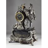A Late 19th Century French Bronzed Spelter and Black Marble Cased Mantel Clock No.5246, the 3.