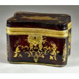 A Ruby Glass and Gilt Metal Mounted Rectangular Casket with Incurved Sides, 19th Century,