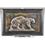 Antoine Louis Barye (1796-1875) - Bronze relief plaque - "Panther", signed and dated 1831, on