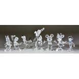 Seven Swarovski Crystal Models of Walt Disney Characters - "Pinocchio", "Pluto", "Mickey", "Minnie",