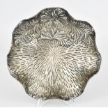 A Continental Silvery Metal Circular Dish, stamped 900 standard, with wavy rim, the whole cast