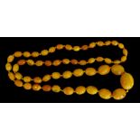 A Graduated String of Butterscotch Amber Beads, 800mm, gross weight 52.5g