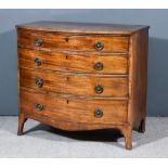 A George III Mahogany Bow Front Chest with square edge to top, fitted four long graduated drawers