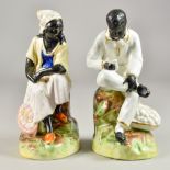 A Rare Pair of Staffordshire Pottery Figures of Aunt Chloe and Uncle Tom, Circa 1855-60, she with