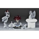 Five Swarovski Crystal Models - Four Anniversary Models - "Cake" 1992, "Swan" 1995, "Swan" 1995